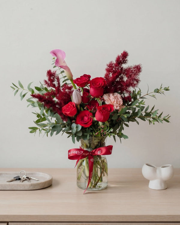 Infinity Love In Red Vase