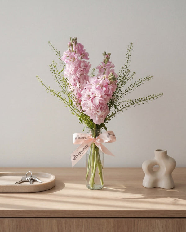 Trio Matthiola In Pink Vase