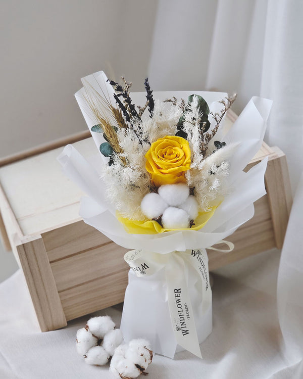 Forever Love In Yellow Preserved Flowers | Free Same-Day Flower Delivery Singapore