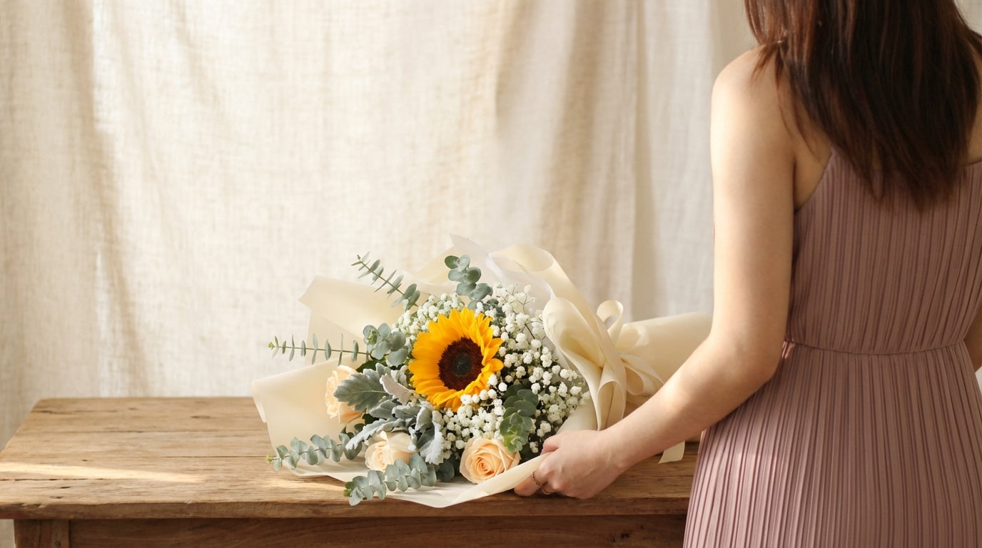 Minimal resilient flower arrangement for self-care when navigating a situationship Singapore