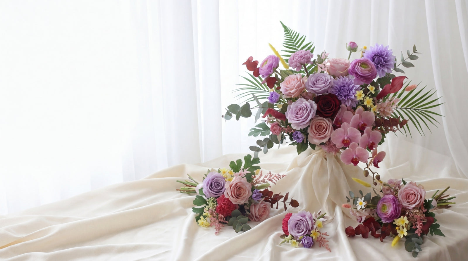 Bridal bouquet of fresh flowers suited for Singapore tropical wedding climate
