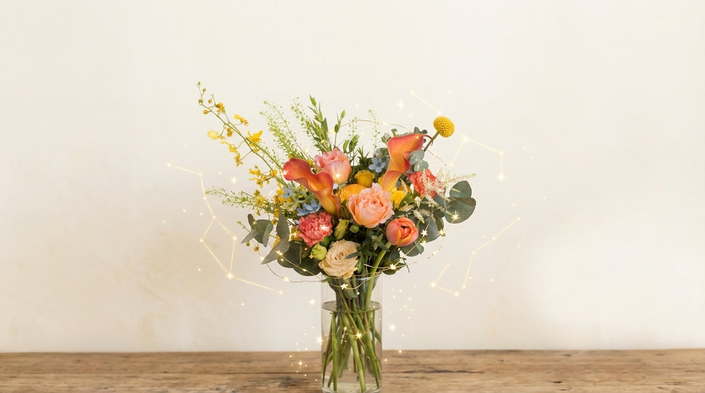 Zodiac flowers guide - celestial themed flower arrangement for every star sign