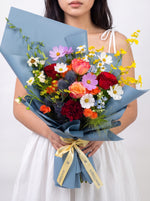 Cosmic Cheers bouquet with white and lilac cosmos