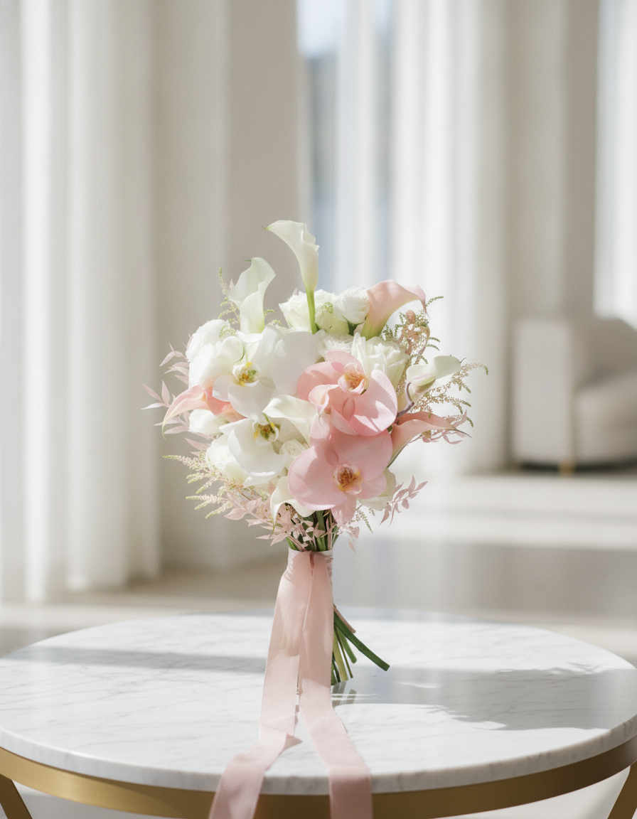 Blush Calla Bridal Bouquet — fresh bridal bouquet Singapore