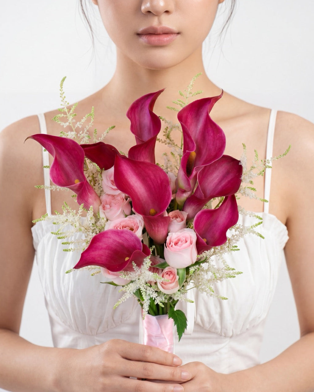 Korean Style Calla Lilies Bridal Bouquet - Bold