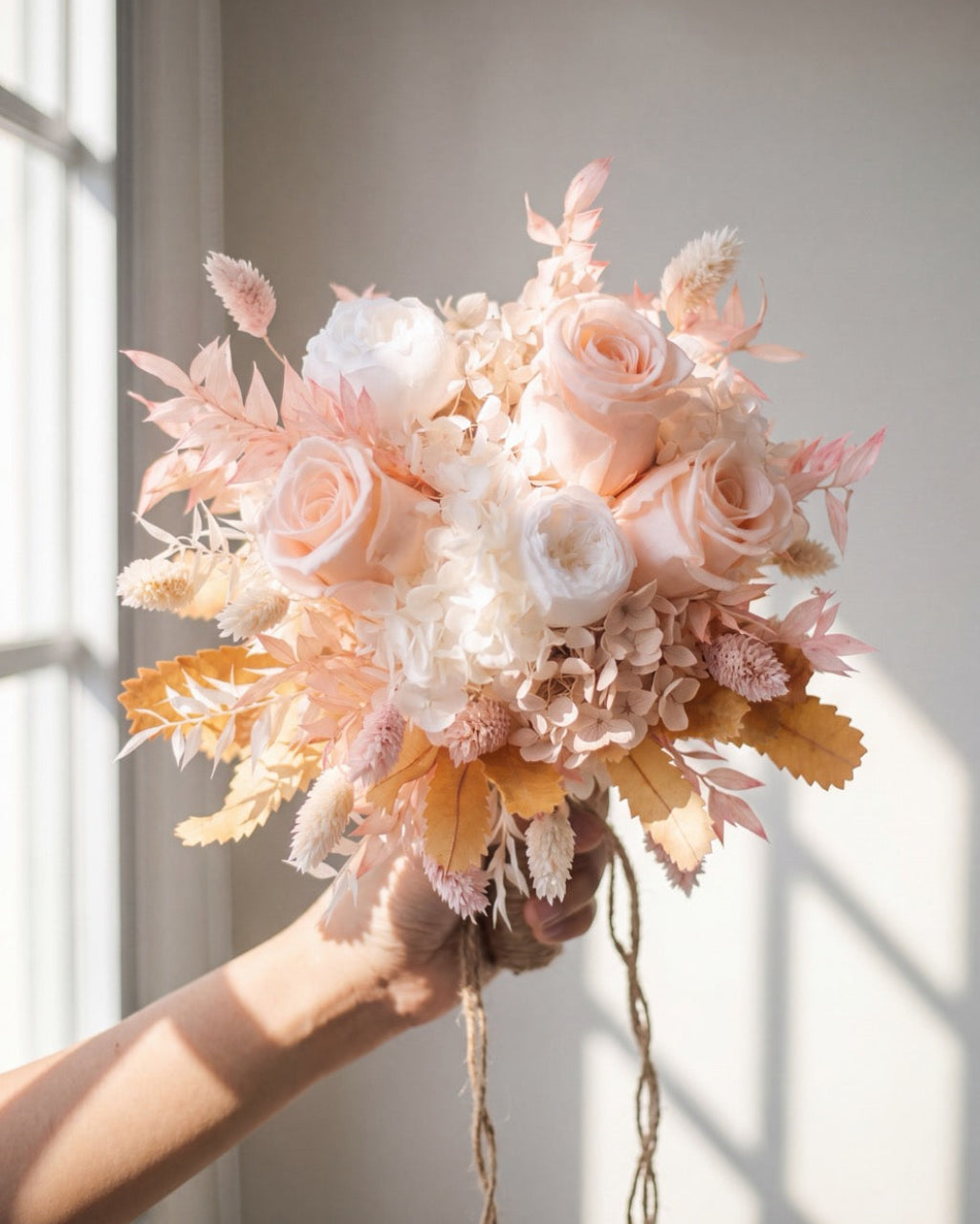 Eternal Peach Bridal Bouquet- Rounded