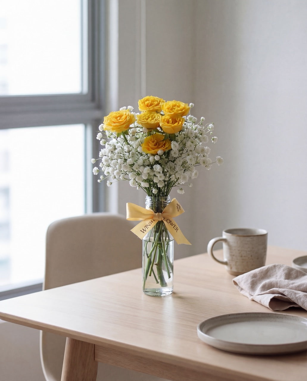 Give a Bunch - Yellow Hand Bouquet by Windflower Florist Singapore