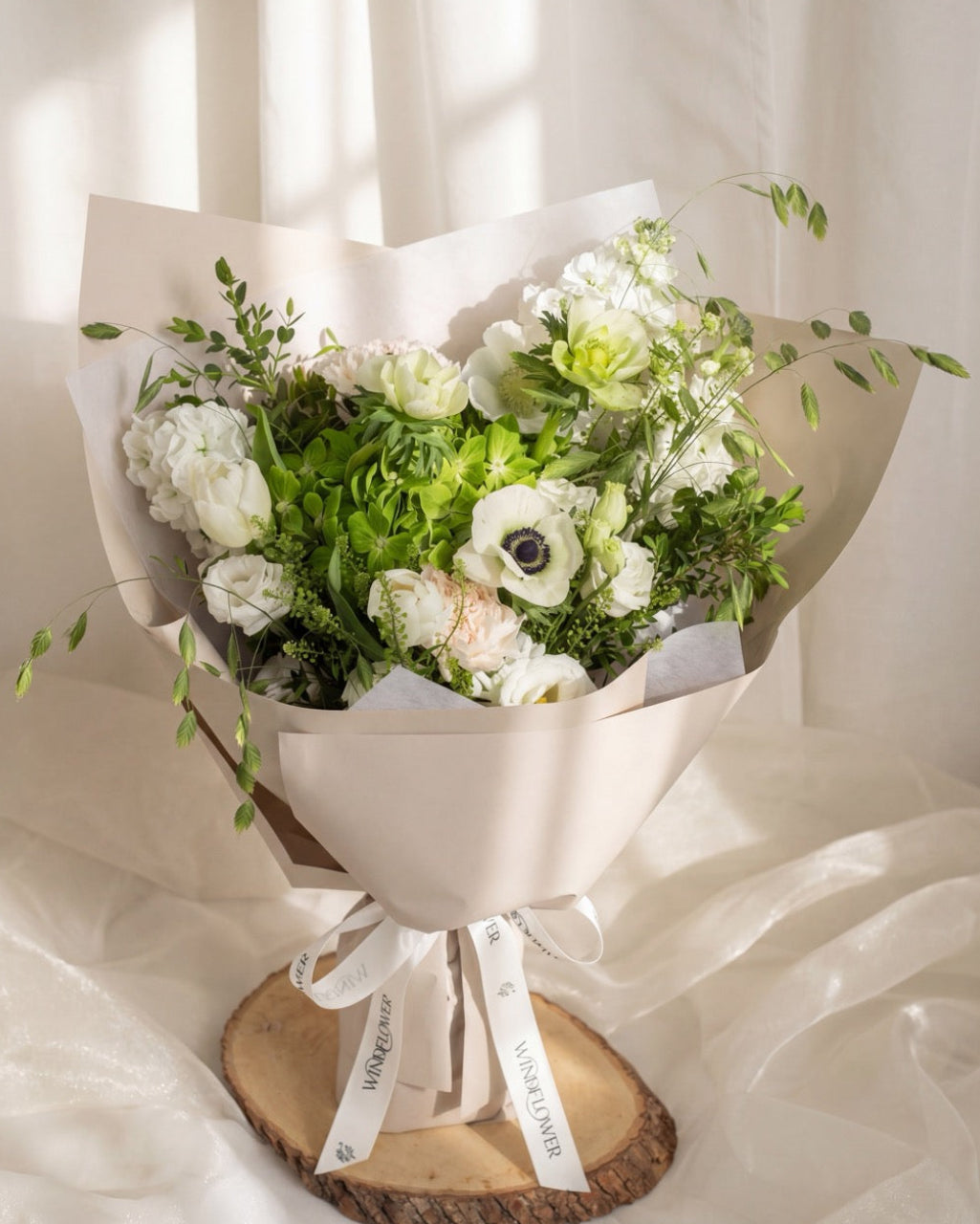 Mathers Muse — white anemone bouquet by Windflower Florist