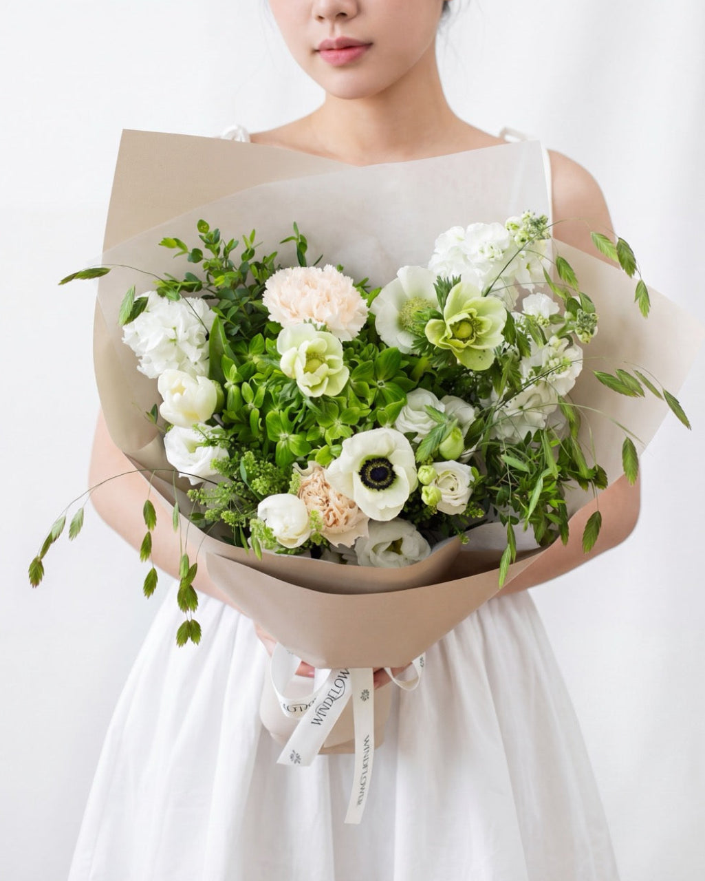 Mathers Muse — white anemone bouquet by Windflower Florist