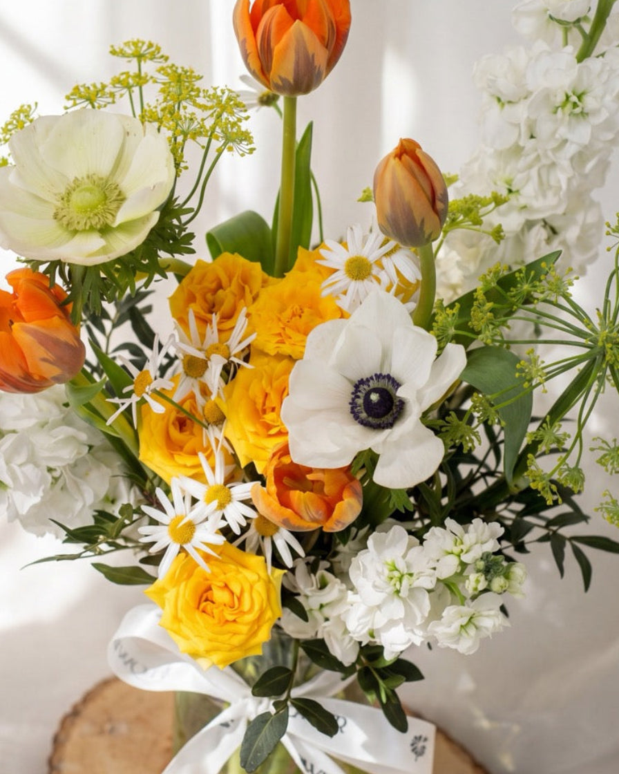 Stan’s Reverie Vase — white anemone vase arrangement by Windflower Florist