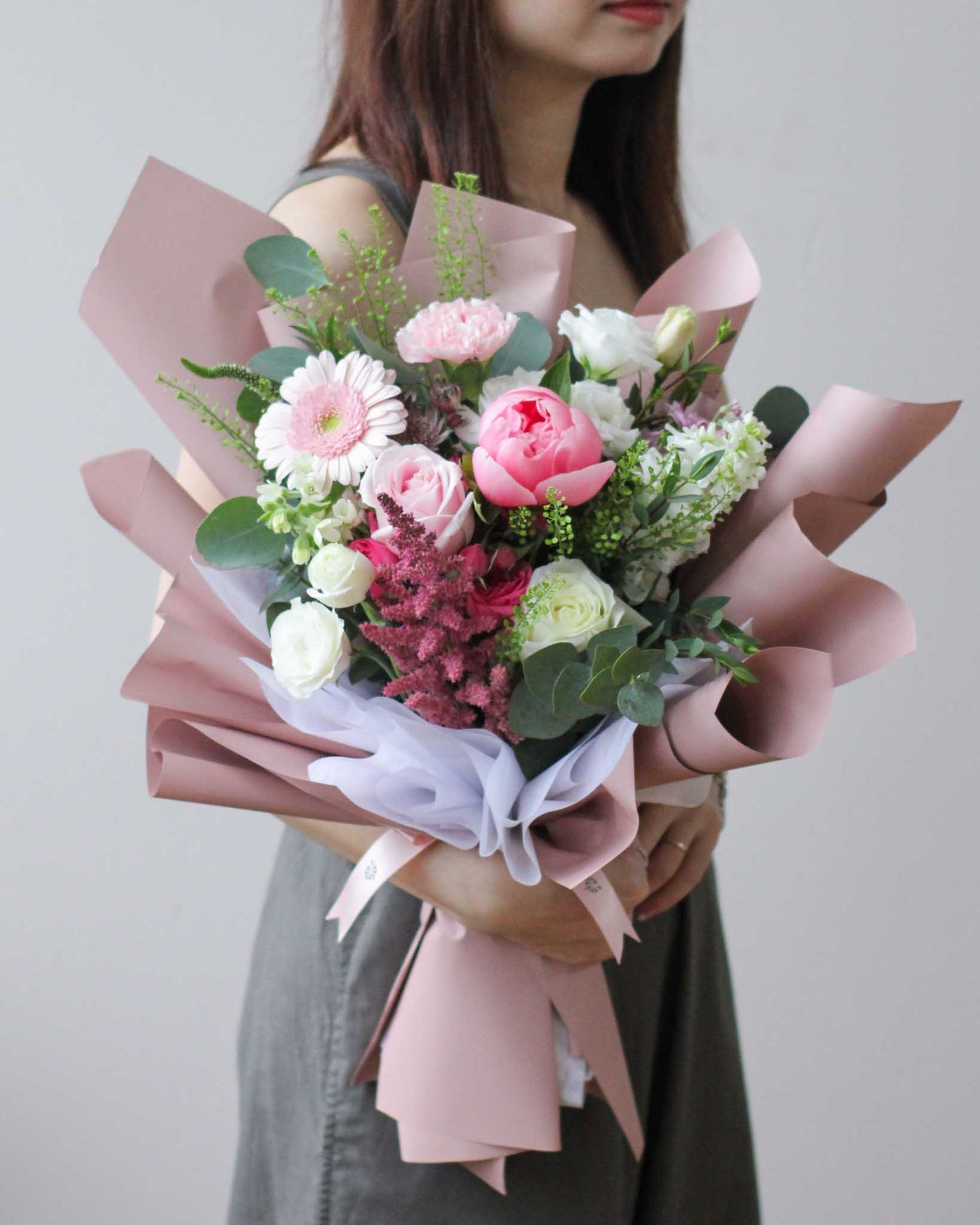 Plum Romance Hand Bouquet by Windflower Florist Singapore