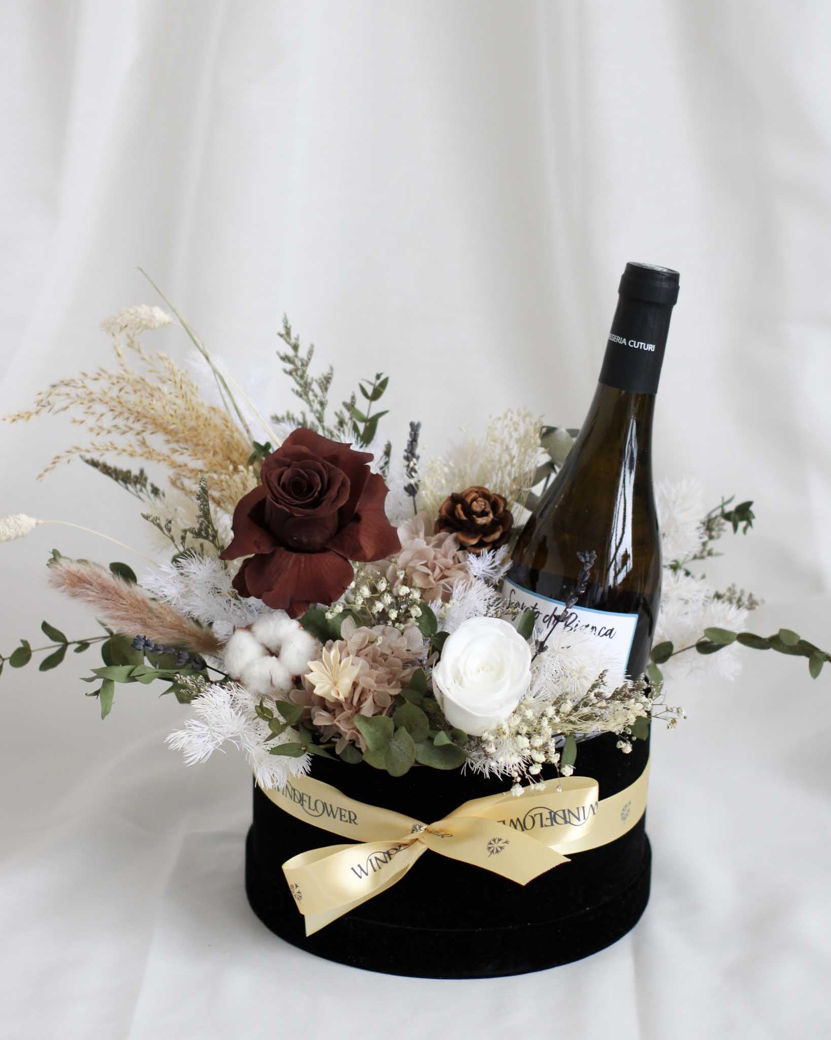 Boite De Fleur White Wine - Everblooms Preserved Flowers by Windflower Florist Singapore