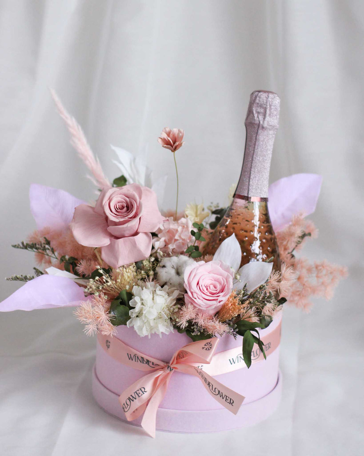 Boite De Fleur Prosecco - Everblooms Preserved Flowers by Windflower Florist Singapore