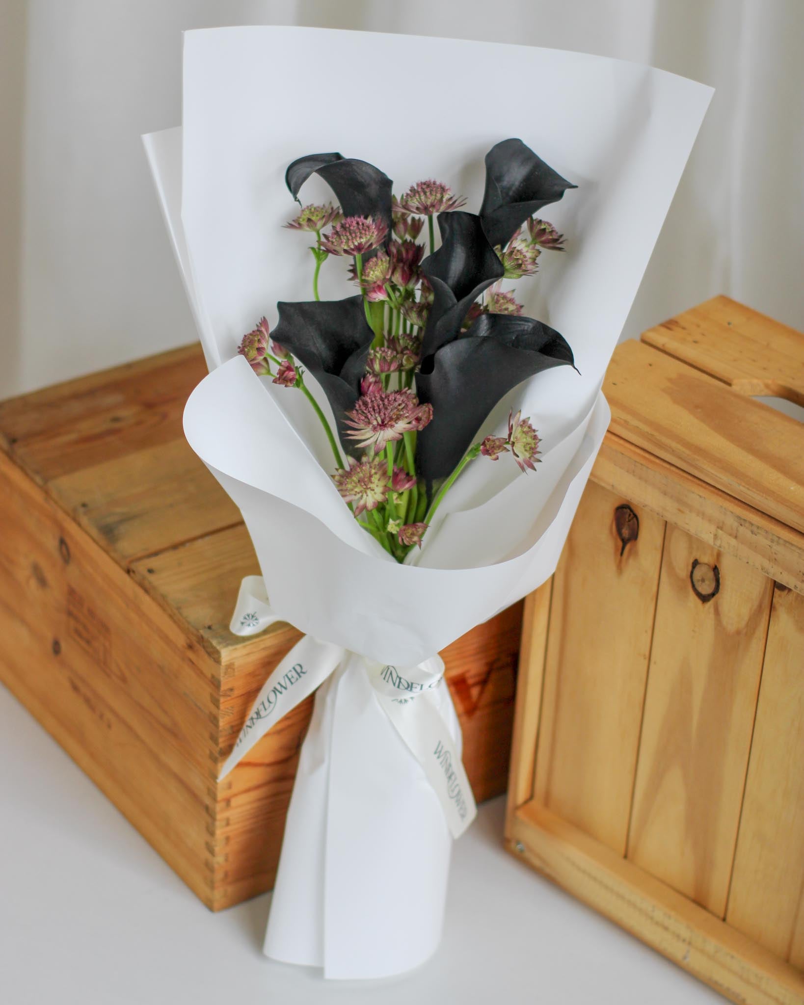Calla Noir Hand Bouquet | Free Same-Day Flower Delivery Singapore