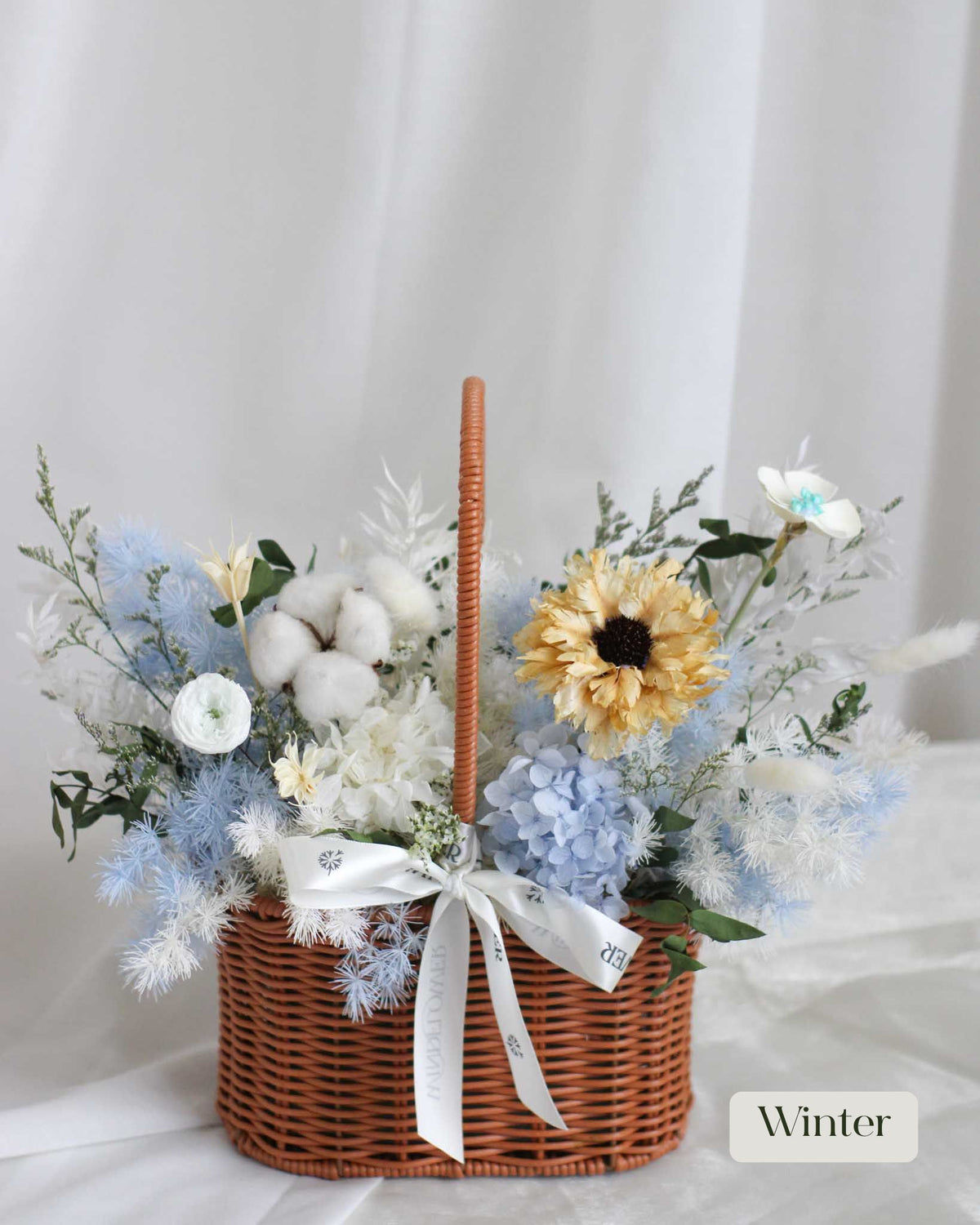 Daily Surprise In A Basket - Everblooms Preserved Flowers by Windflower Florist Singapore