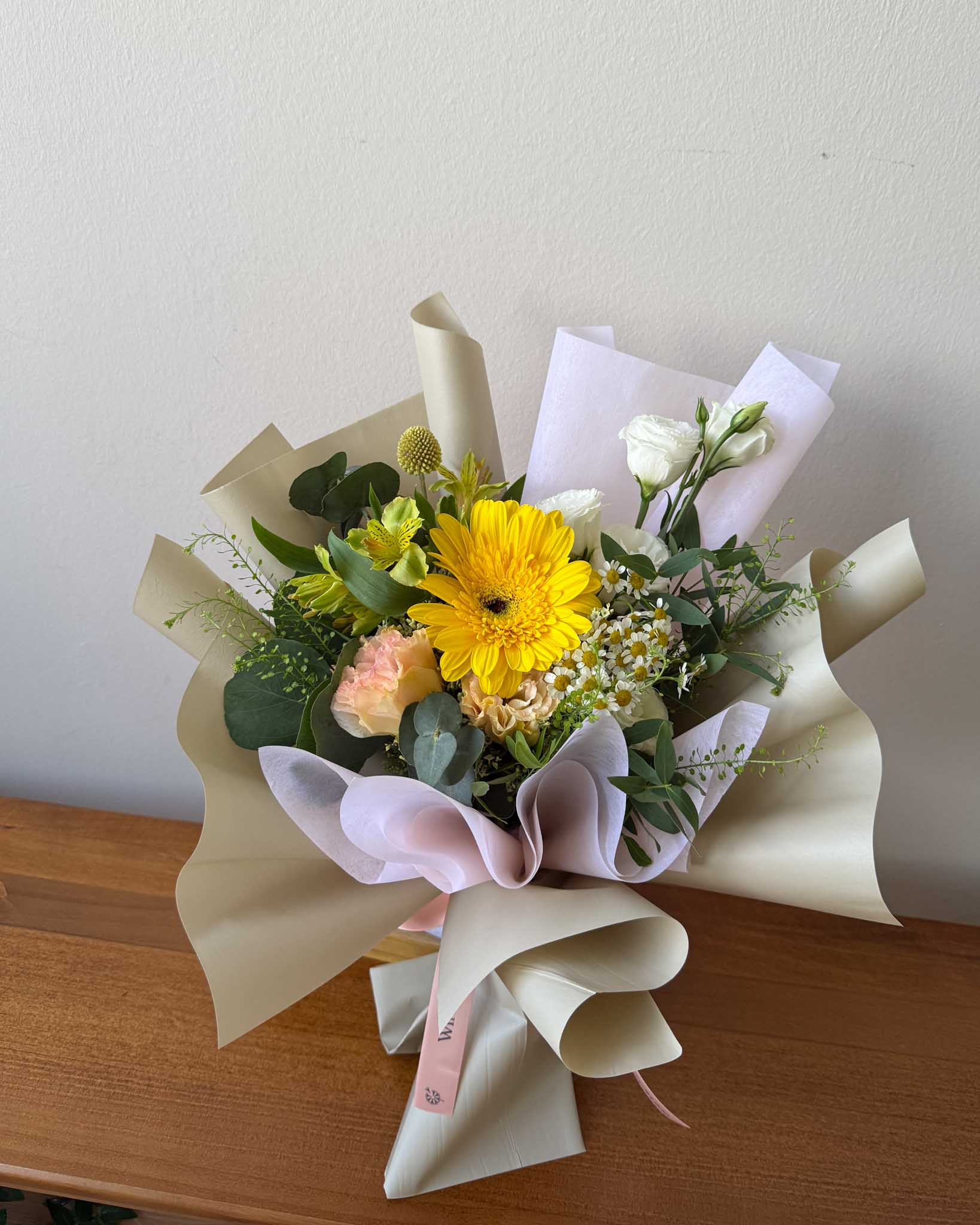 Daisy-Me-Rolling in Yellow Hand Bouquet - View 4 | Windflower Florist