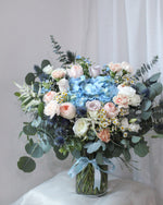 Celestial Blue Romance Flower Vase Arrangement | Free Same-Day Flower Delivery Singapore