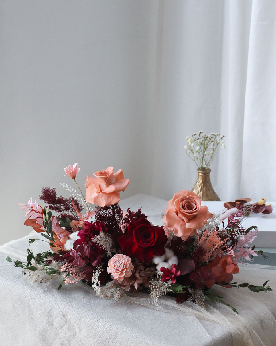 Preserved and Dried Table Centrepiece Frontal- Autumn | Free Same-Day Flower Delivery Singapore