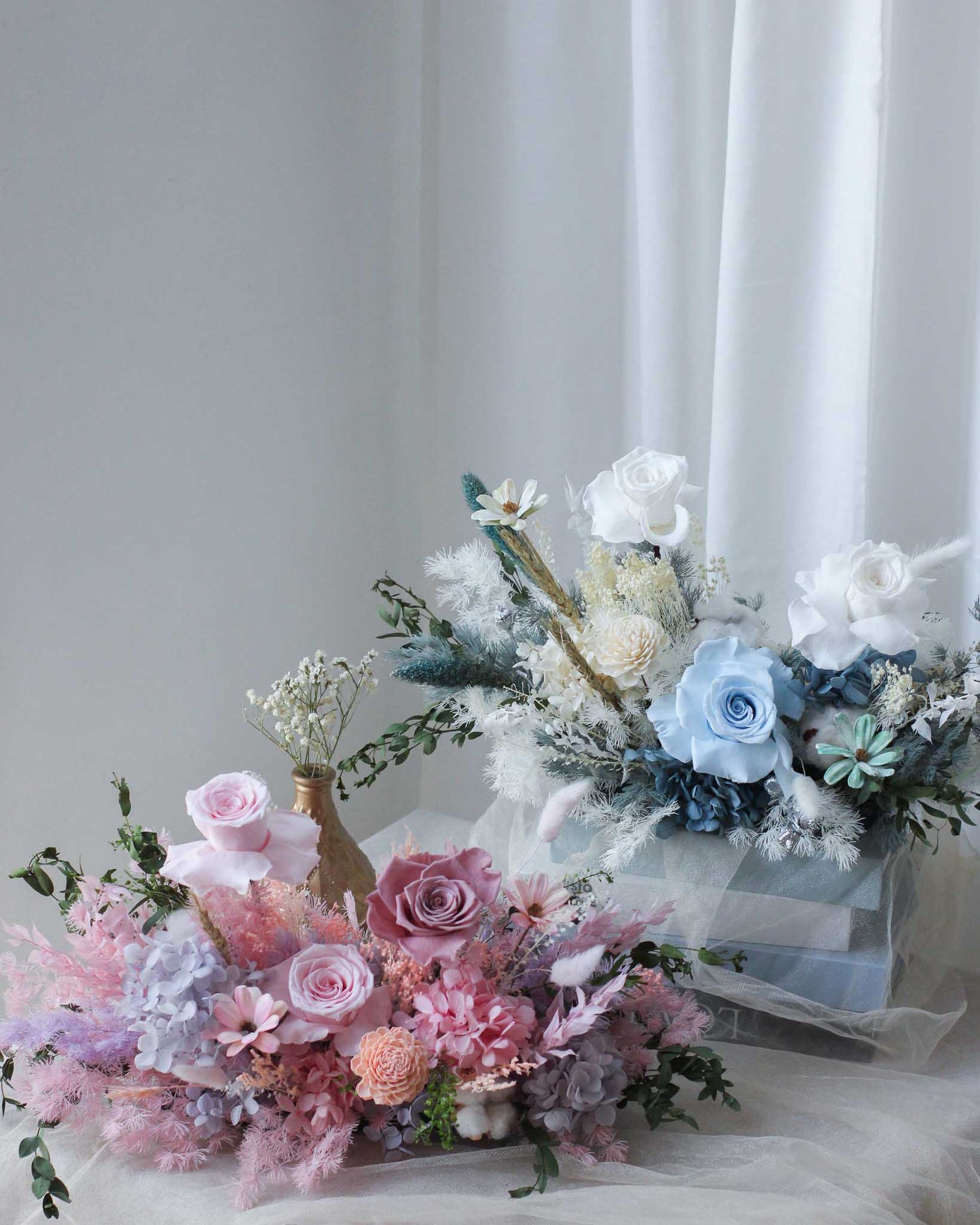 Preserved and Dried Table Centrepiece Frontal- Winter by Windflower Florist Singapore