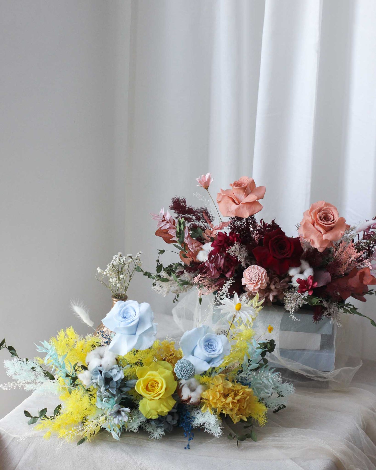 Preserved and Dried Table Centrepiece Frontal- Summer by Windflower Florist Singapore