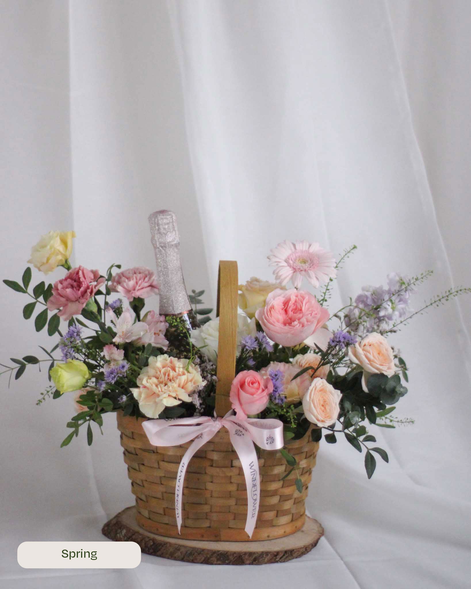 Daily Surprise in a Basket - Fresh Flowers & Celebratory Cheers Gift Hamper - View 3 | Windflower Florist