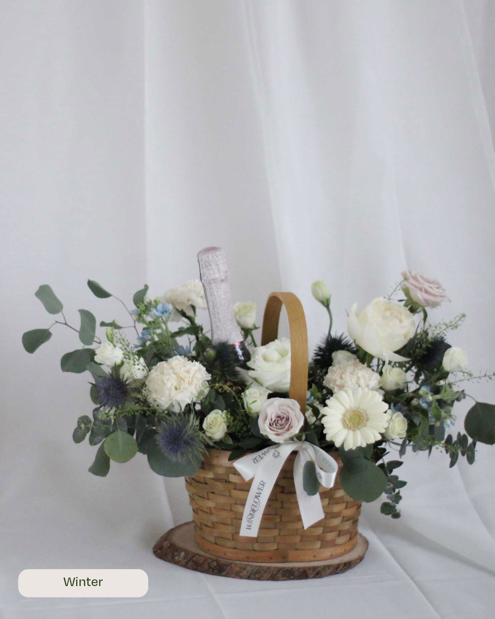 Daily Surprise in a Basket - Fresh Flowers & Celebratory Cheers Gift Hamper - View 4 | Windflower Florist