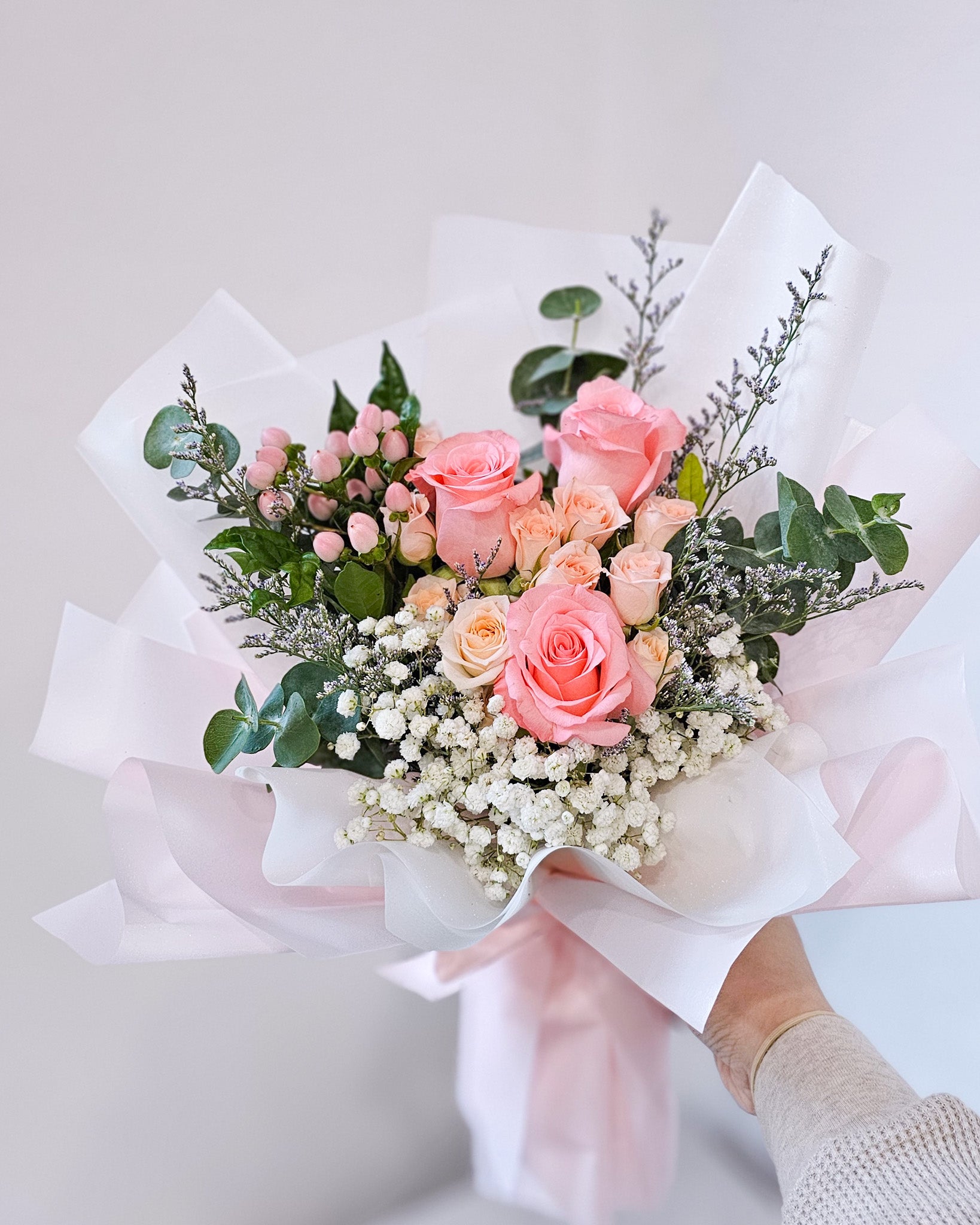 Pastel Hearts Hand Bouquet - View 3 | Windflower Florist