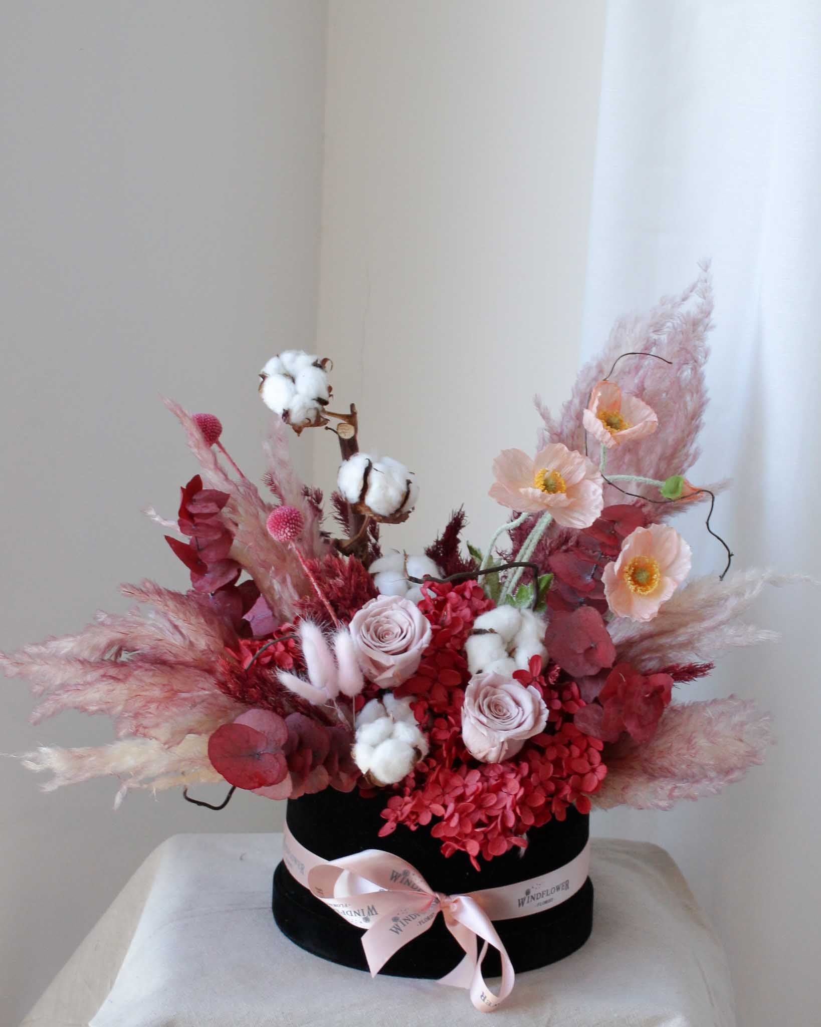 Boite De Fleur Seche Poppy Preserved Flowers | Free Same-Day Flower Delivery Singapore