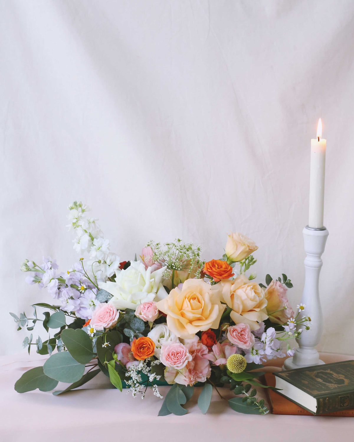 Fresh Table Centrepiece Frontal - Bright Wedding Flowers | Free Same-Day Flower Delivery Singapore
