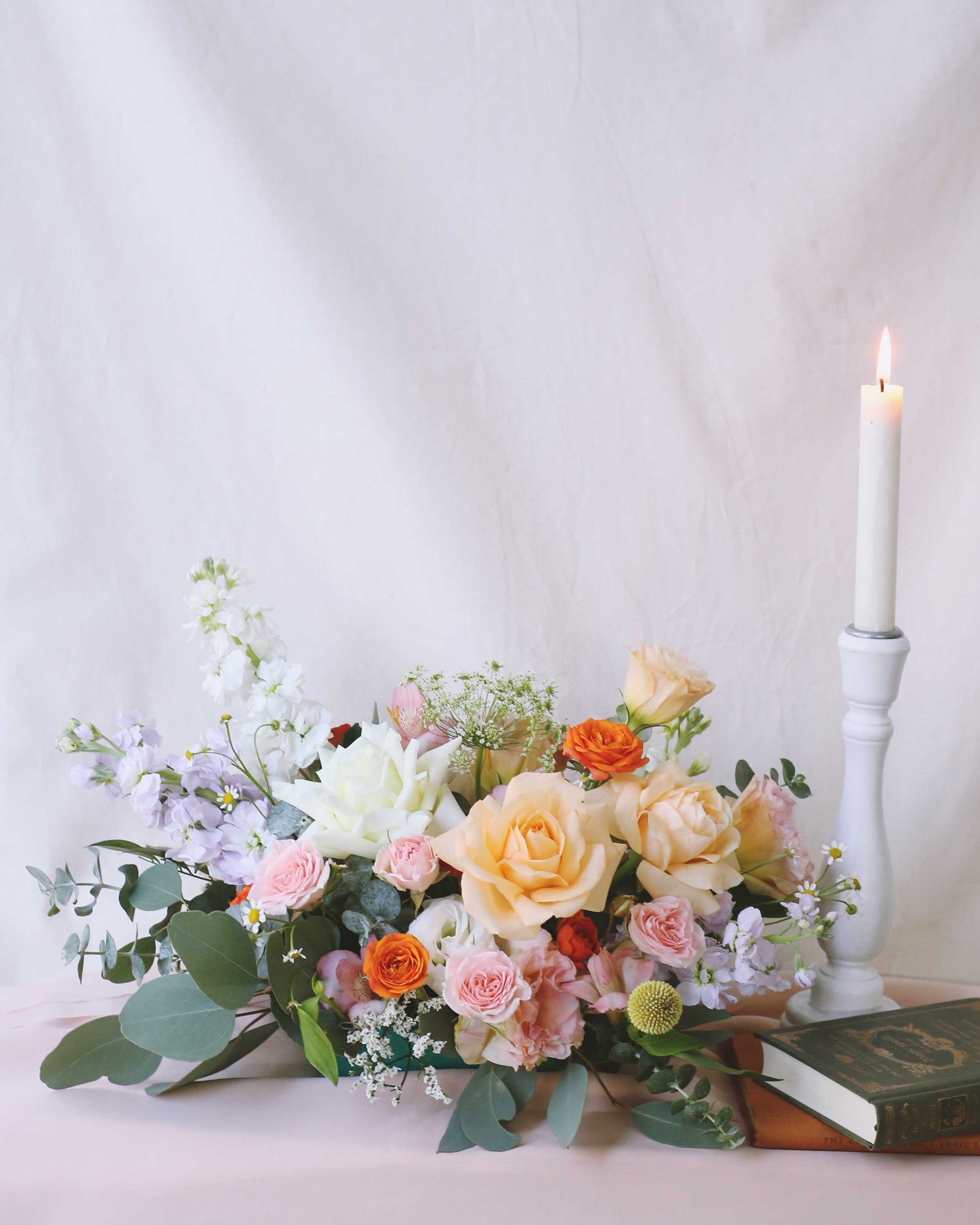Fresh Table Centrepiece Frontal - Bright Wedding Flowers | Free Same-Day Flower Delivery Singapore