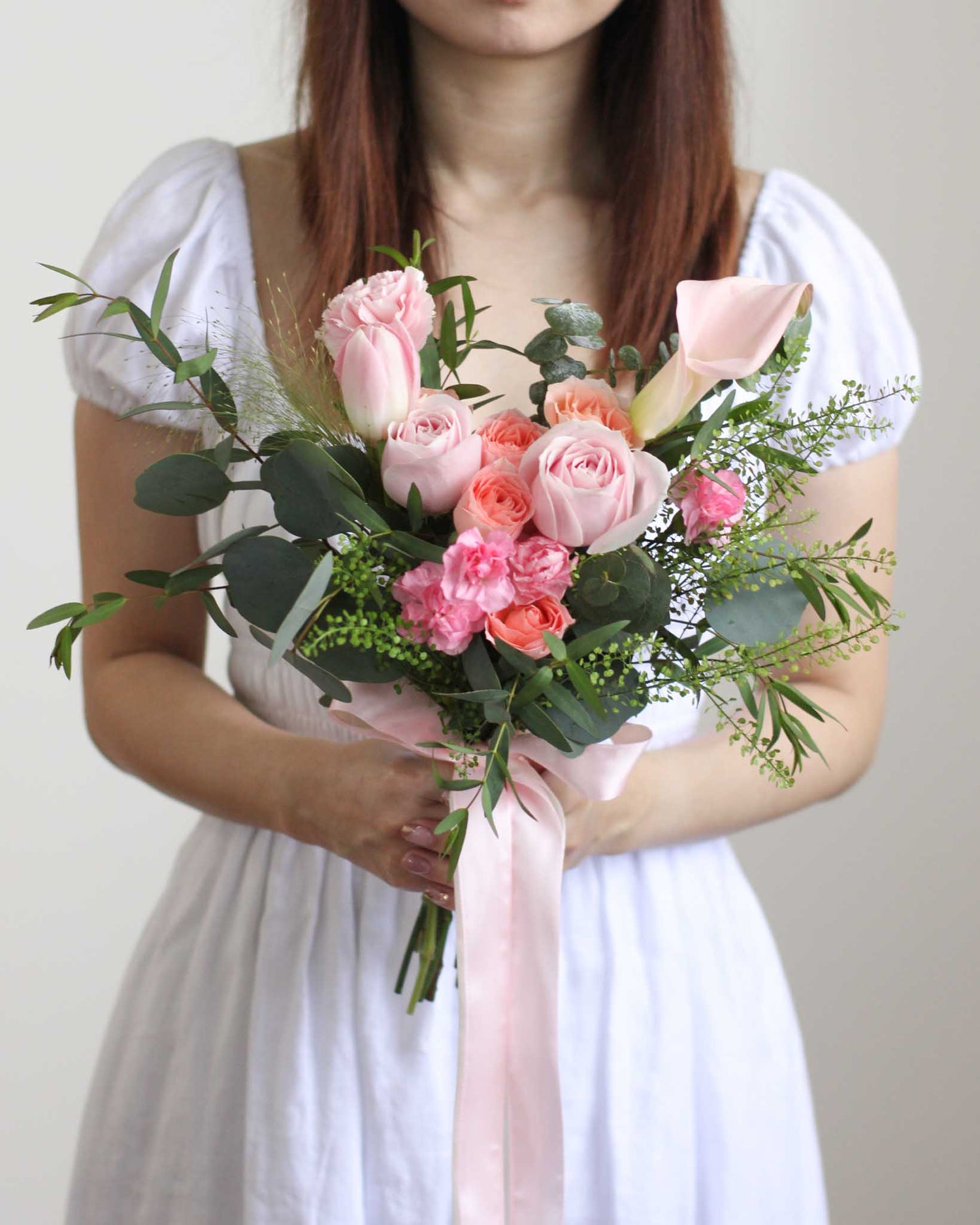 Infinity Pink Bridal Bouquet - Frontal by Windflower Florist Singapore