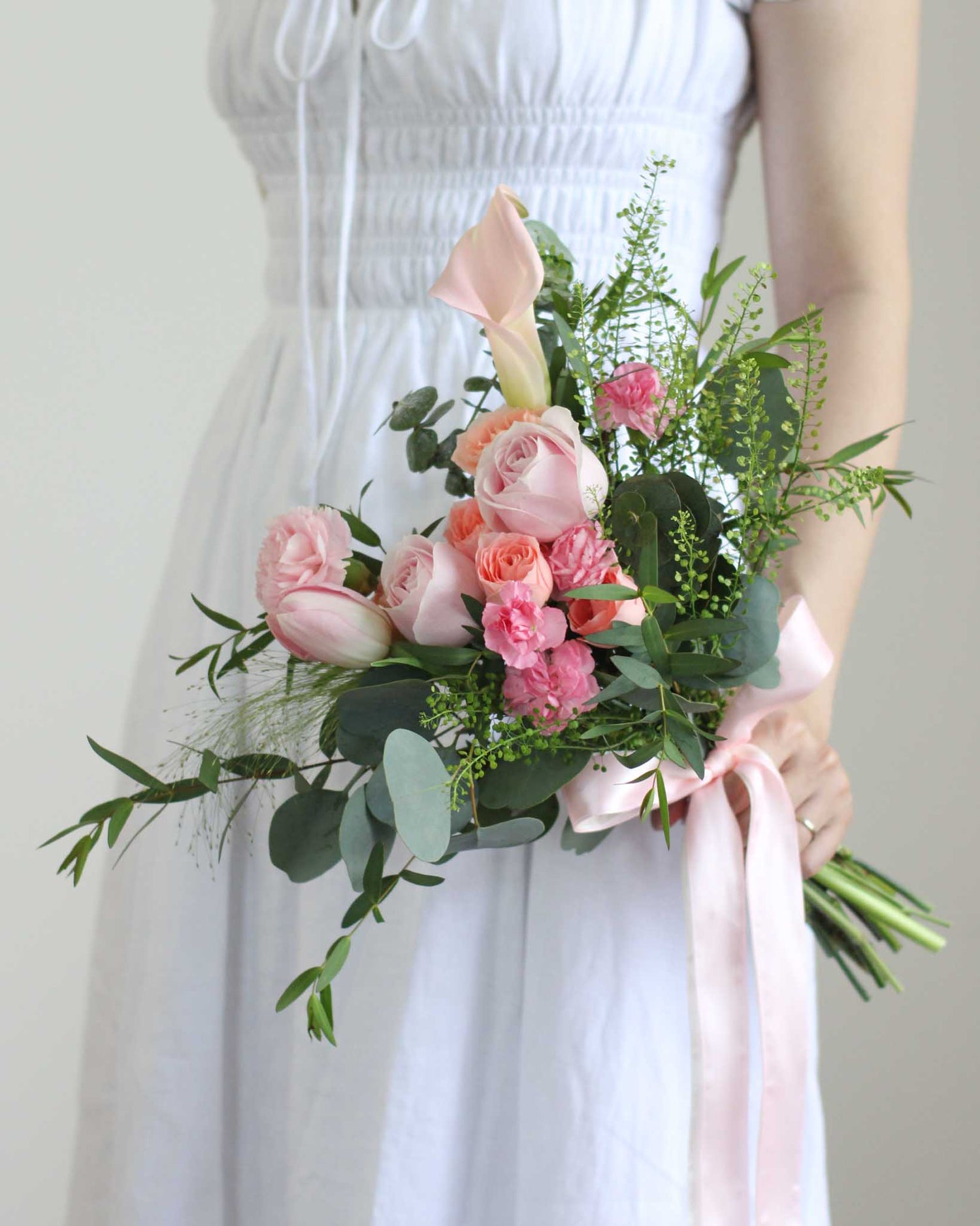 Infinity Pink Bridal Bouquet - Frontal | Free Same-Day Flower Delivery Singapore