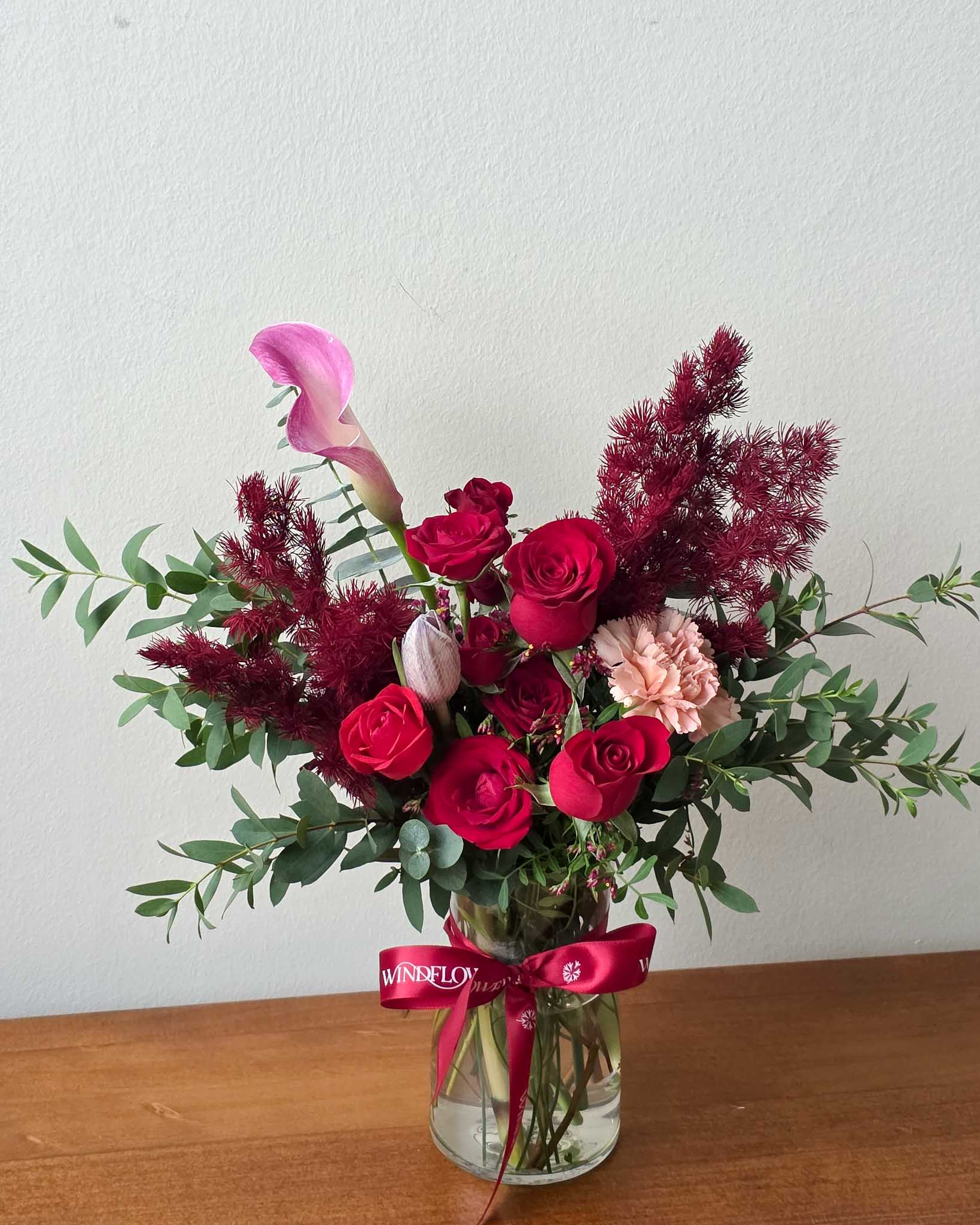 Infinity Love In Red Vase | Free Same-Day Flower Delivery Singapore