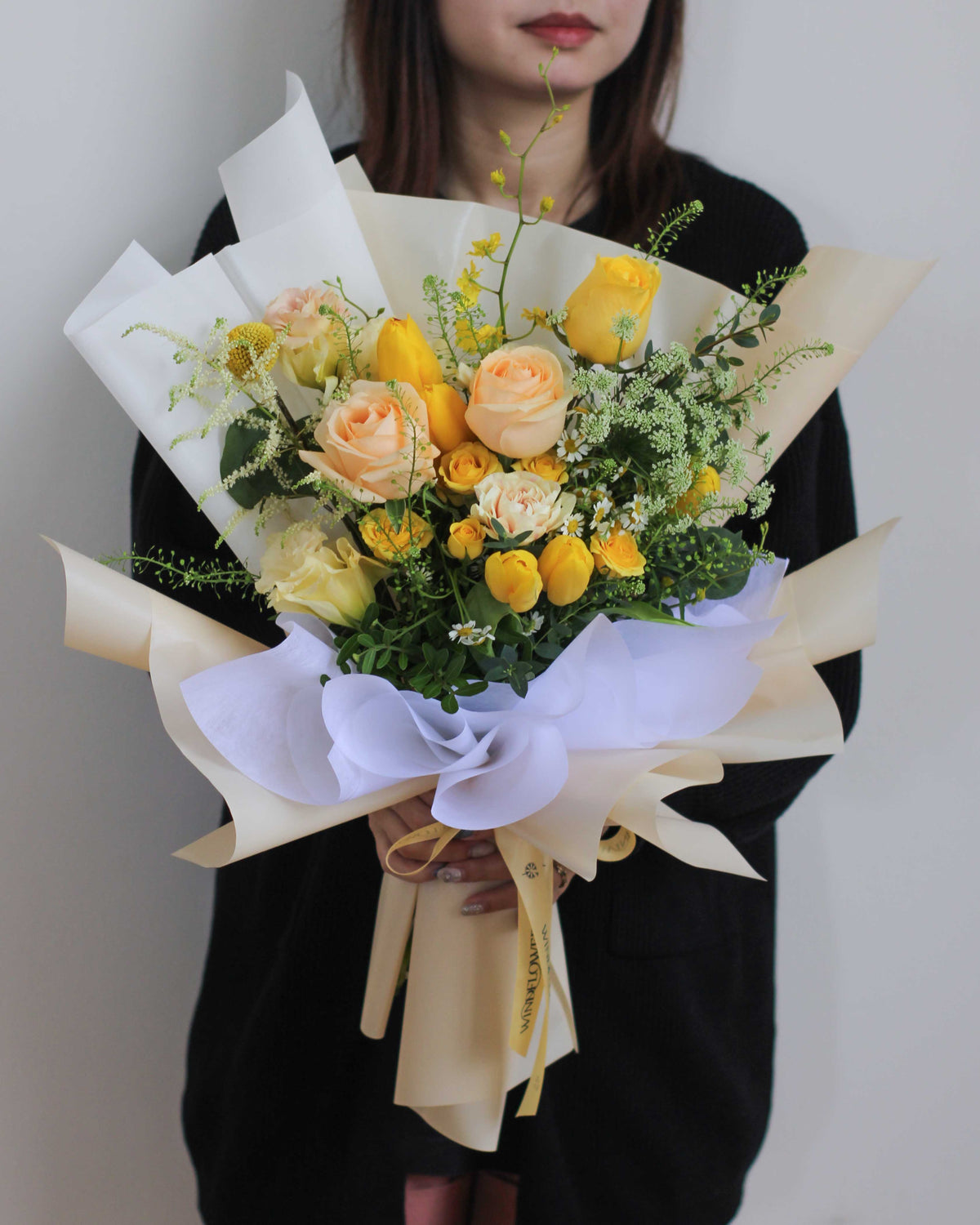 Yellow Quartz Hand Bouquet | Free Same-Day Flower Delivery Singapore