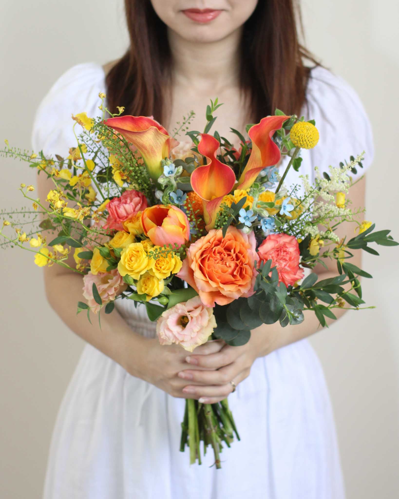 Marigold Bridal Bouquet - Frontal by Windflower Florist Singapore