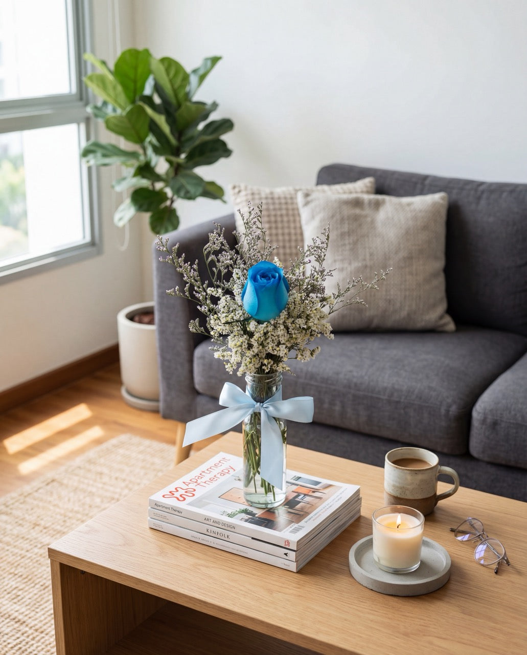 My One and Only - Blue Hand Bouquet by Windflower Florist Singapore