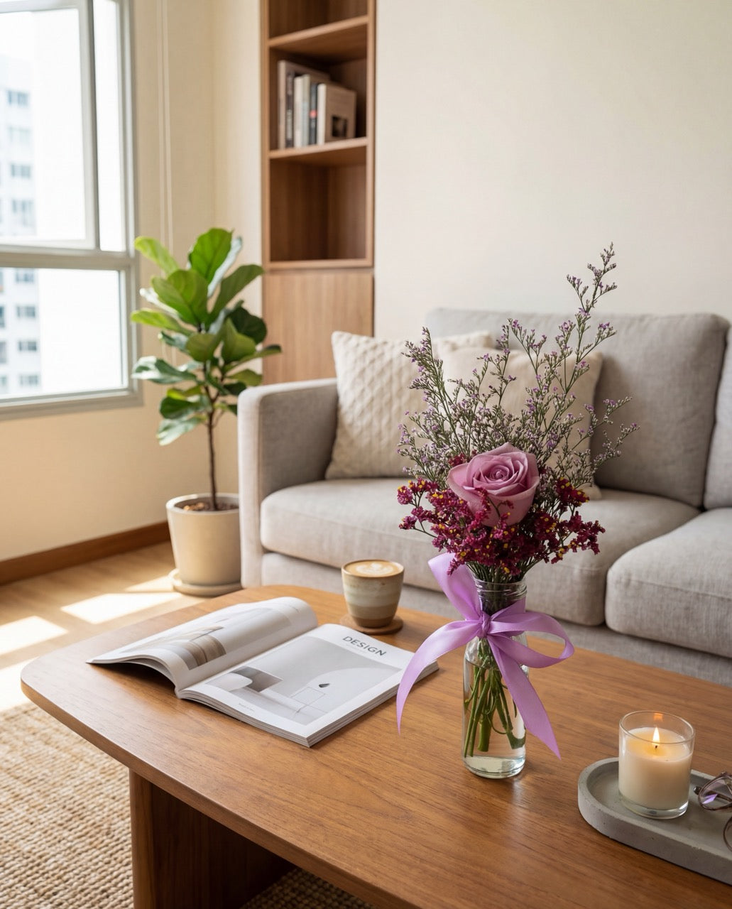 My One and Only - Purple Hand Bouquet by Windflower Florist Singapore