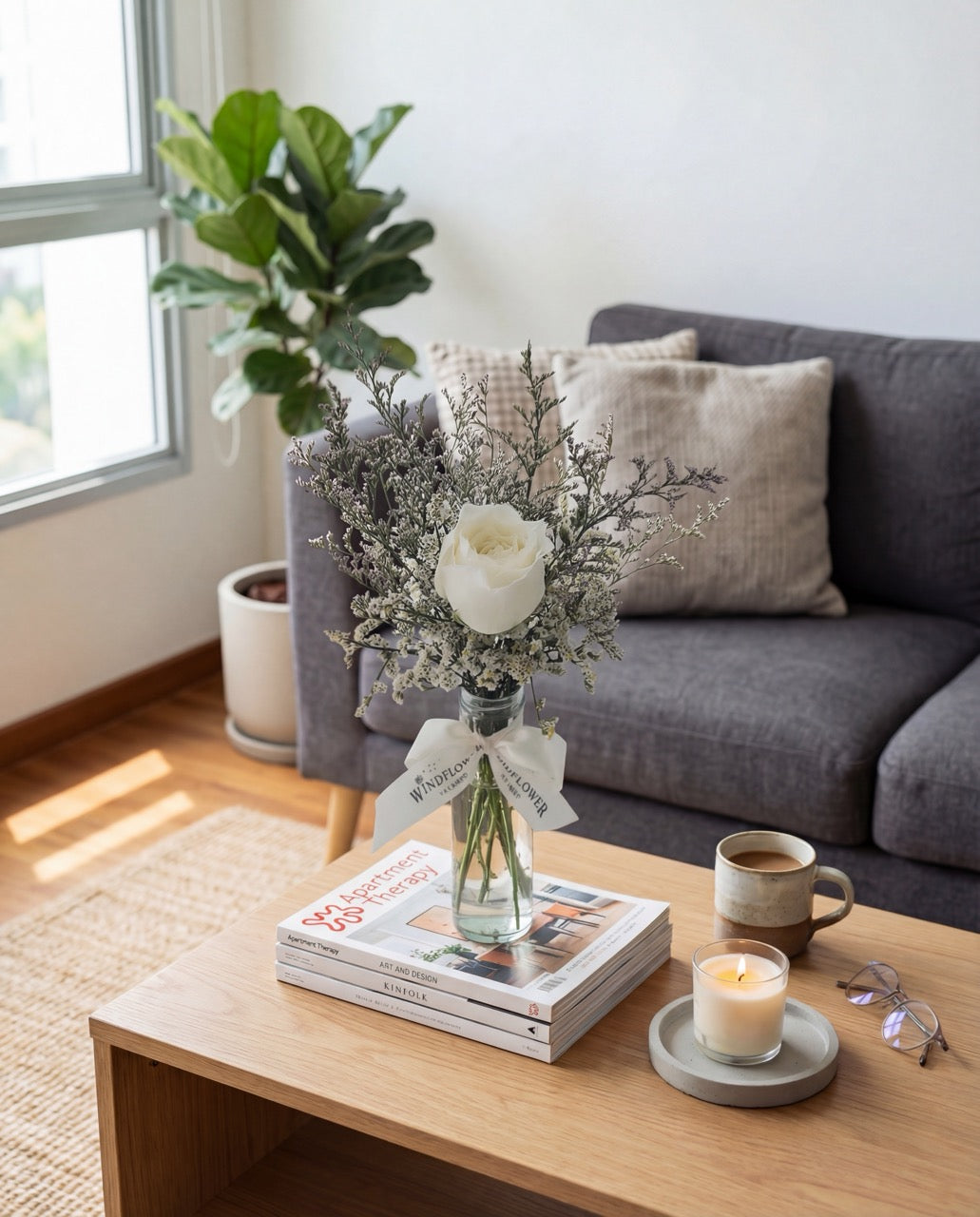 My One and Only - White Hand Bouquet by Windflower Florist Singapore