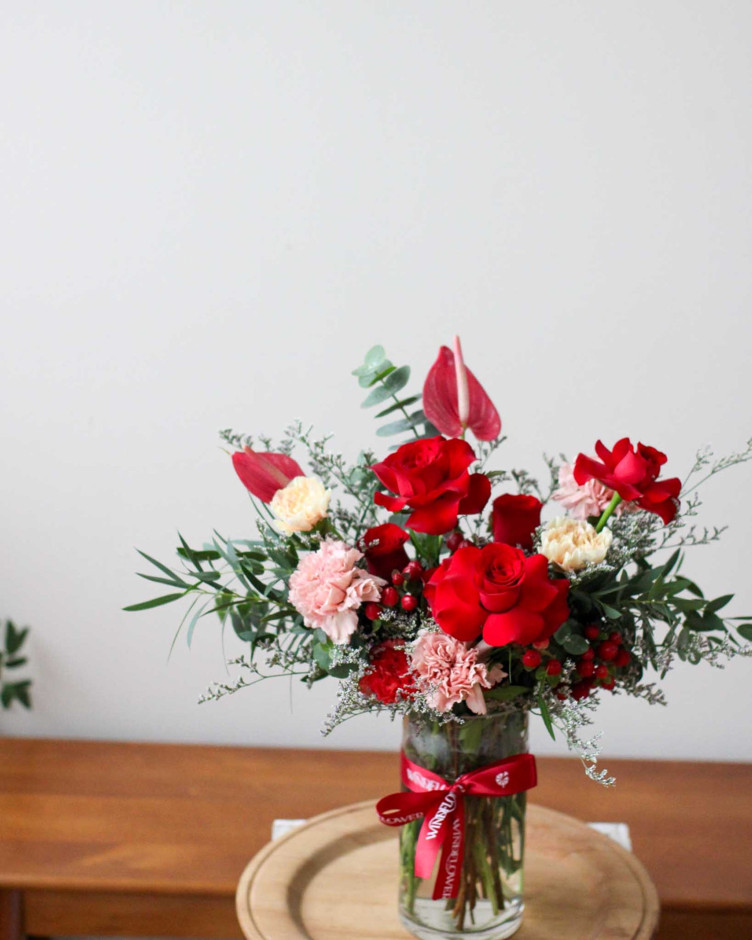 Ruby Flower Vase Arrangement | Free Same-Day Flower Delivery Singapore