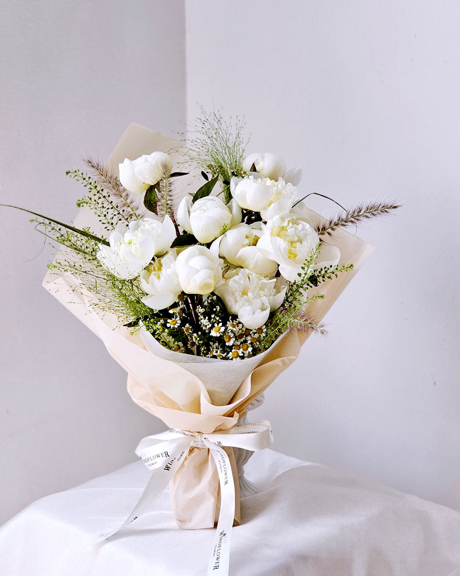 Seasonal Picks - White Peony Flower Arrangement | Free Same-Day Flower Delivery Singapore