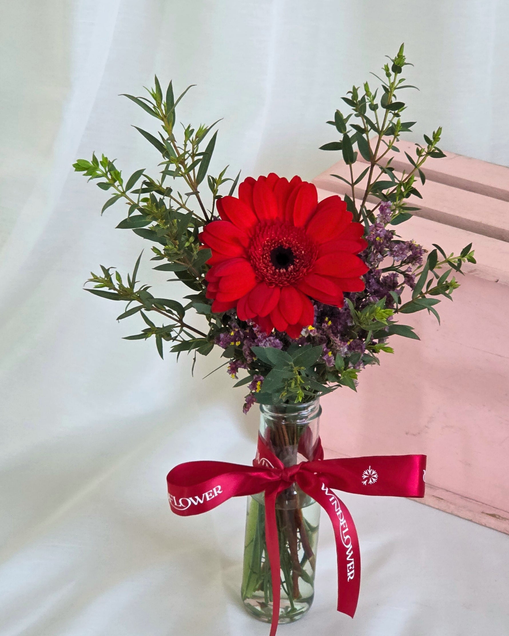 Uno Daisy In Red Hand Bouquet - View 4 | Windflower Florist