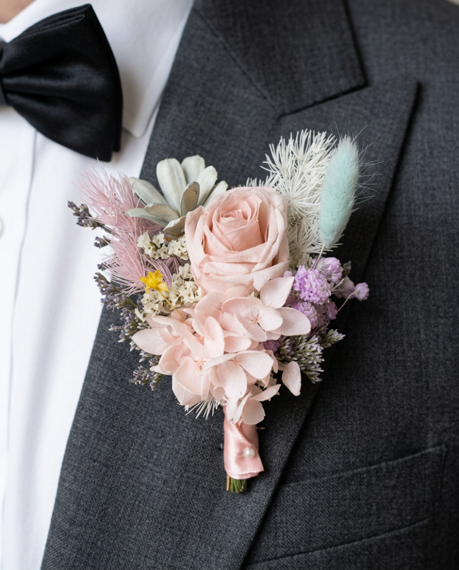 Preserved & Dried Boutonniere | Wedding | Windflower Florist