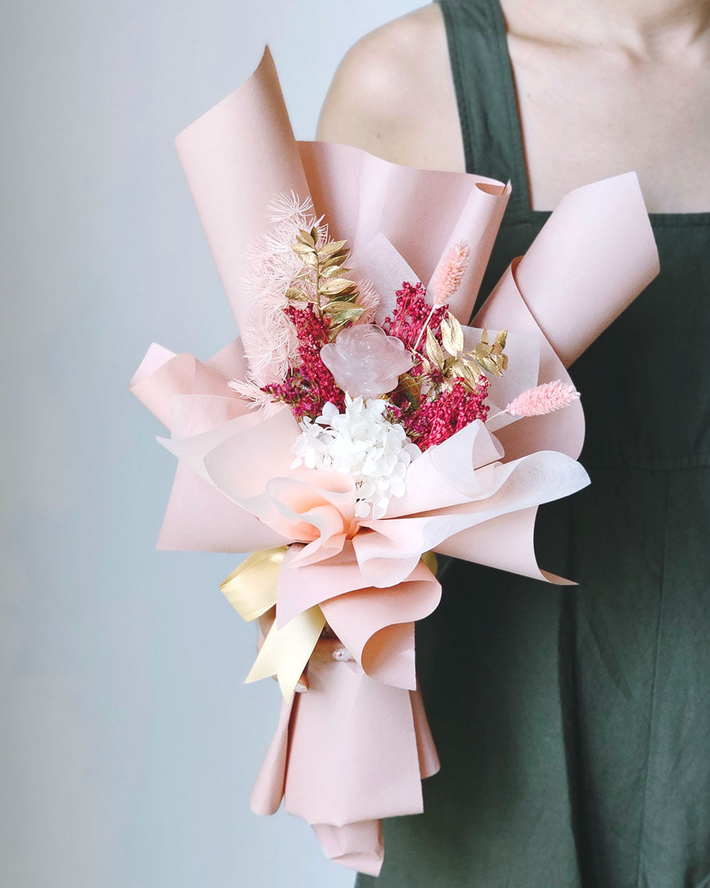 Windflower x CRZtales - Romantic Rose Quartz Dried Flower Bouquet