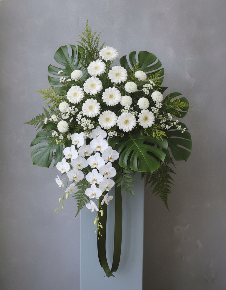 Gentle Cascade condolence flower stand Singapore