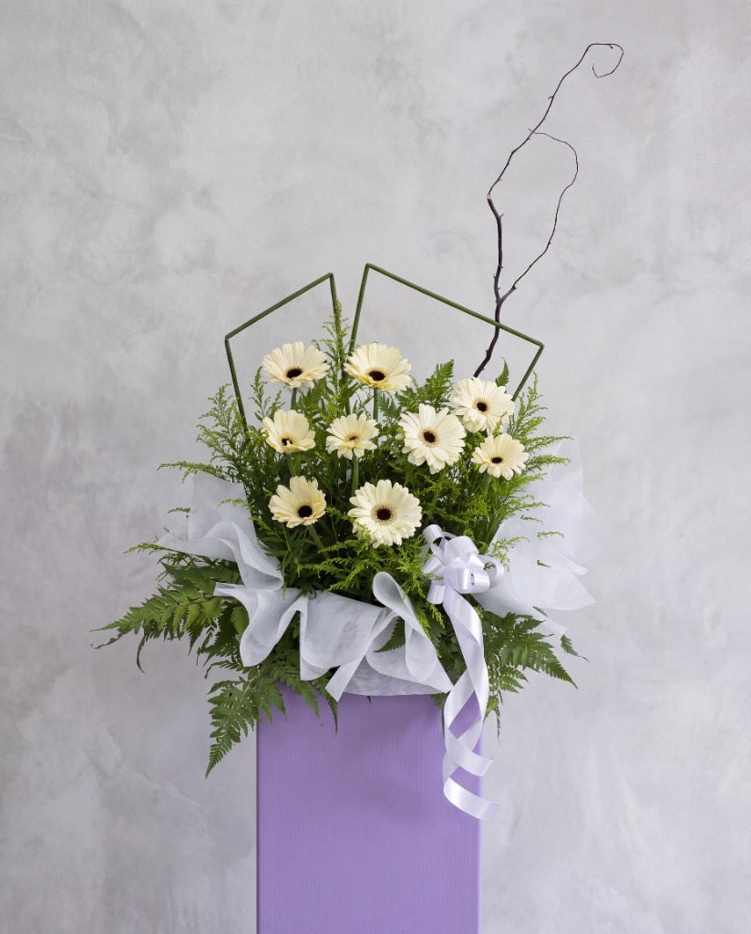 Cream Serenity Condolence Flower Stand | Free Same-Day Delivery Singapore