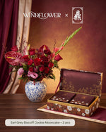 Crimson Porcelain — Red vase arrangement with Ding 2-pc mooncake | Windflower x Ding Mooncake