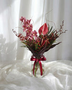Cymbidium Blush Vase Arrangement — Pink Cymbidium and Anthurium | Windflower Florist Singapore