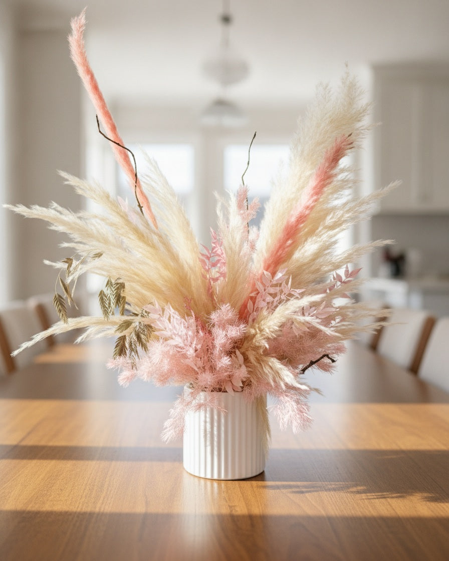 Rosewisp — preserved dried pampas arrangement in vase, Singapore