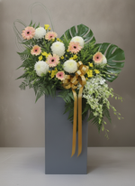 Delicate Blush condolence flower stand Singapore