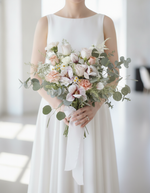 Modern bride holding the Smoky Quartz Bridal Bouquet